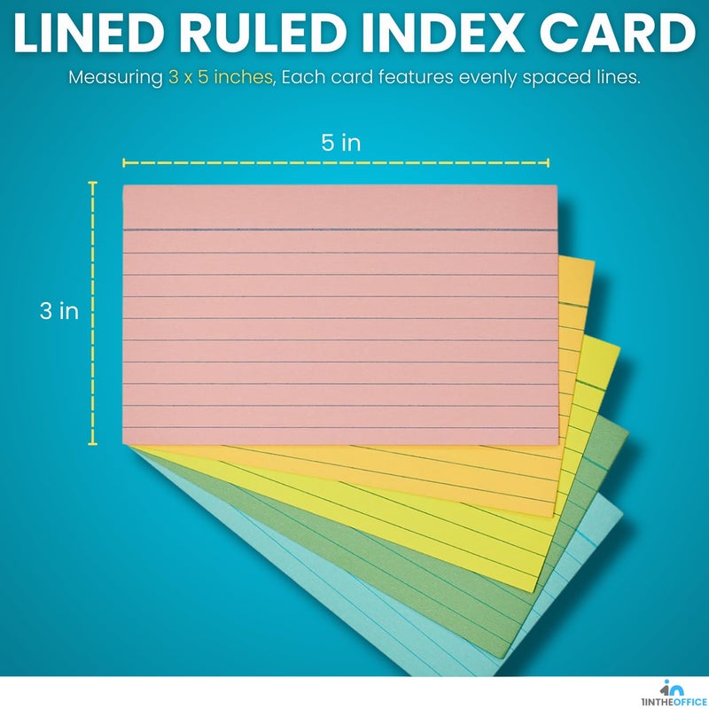 1InTheOffice Index Cards 3 x 5 Ruled Pastel Colored, Assorted 300/Pack - Image 3